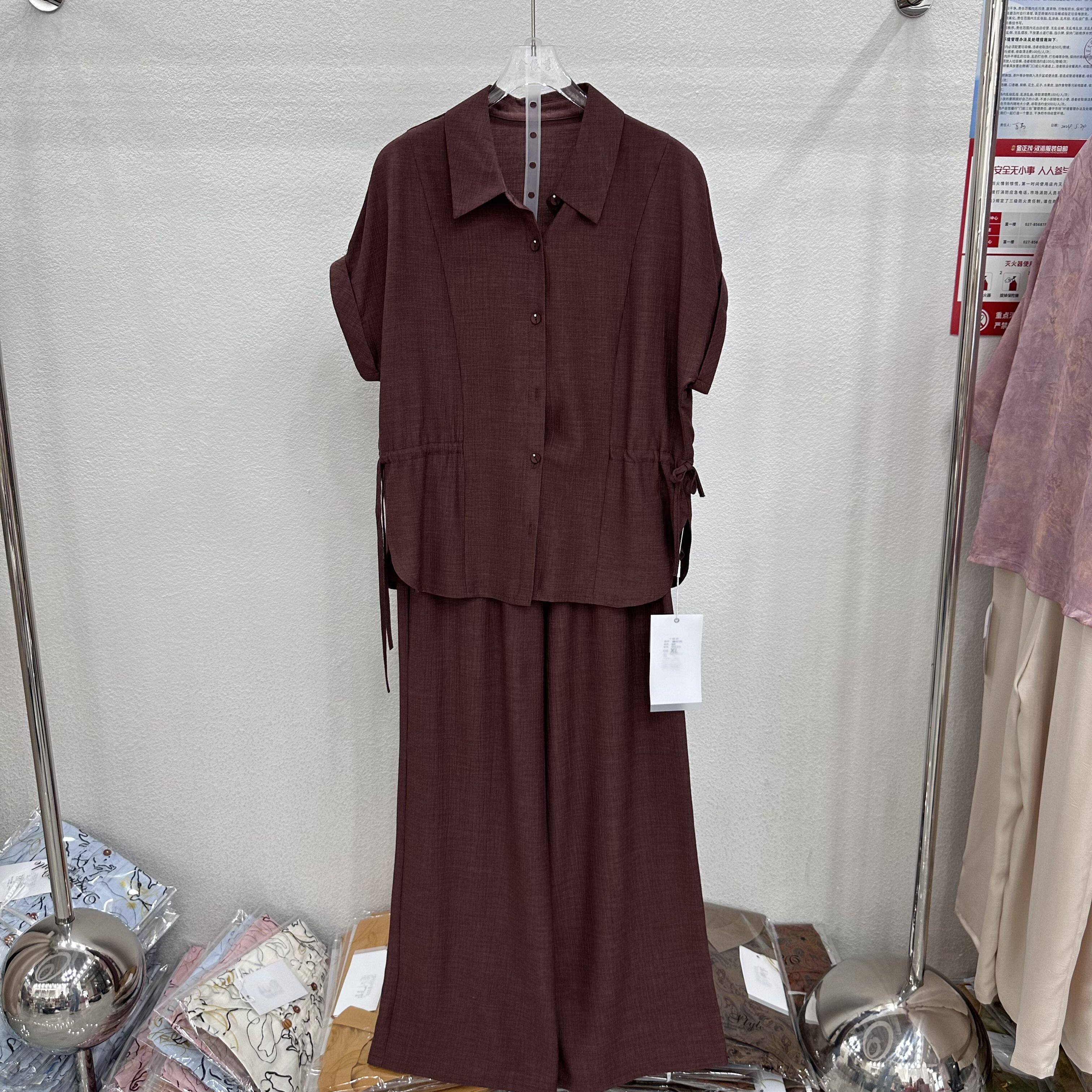 鑫依秀9935专柜正品新款夏季女装时尚短袖上衣+裤子妈妈装两件套