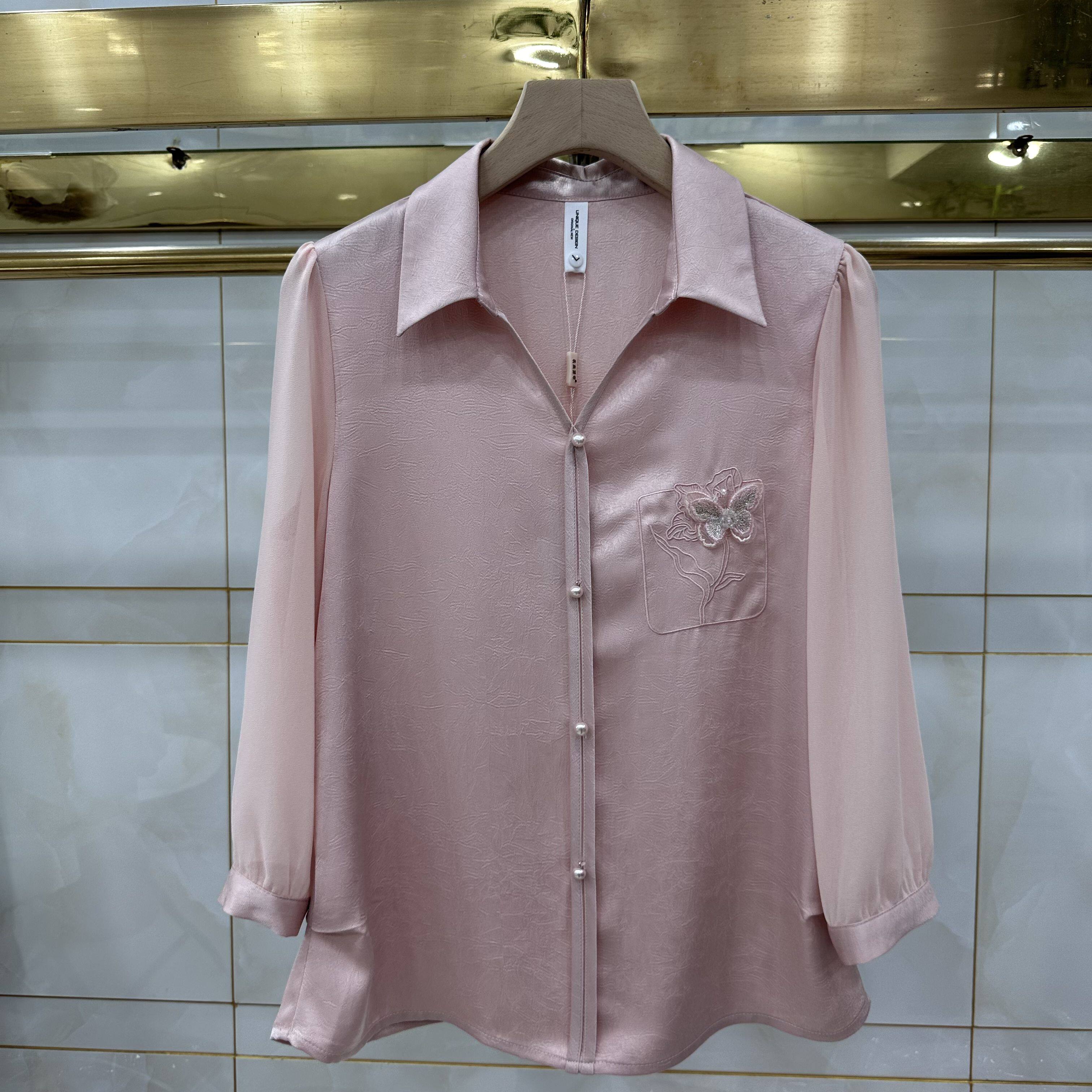 830专柜正品2025新款春季女装时尚翻领长袖妈妈装减龄绣花衬衫30