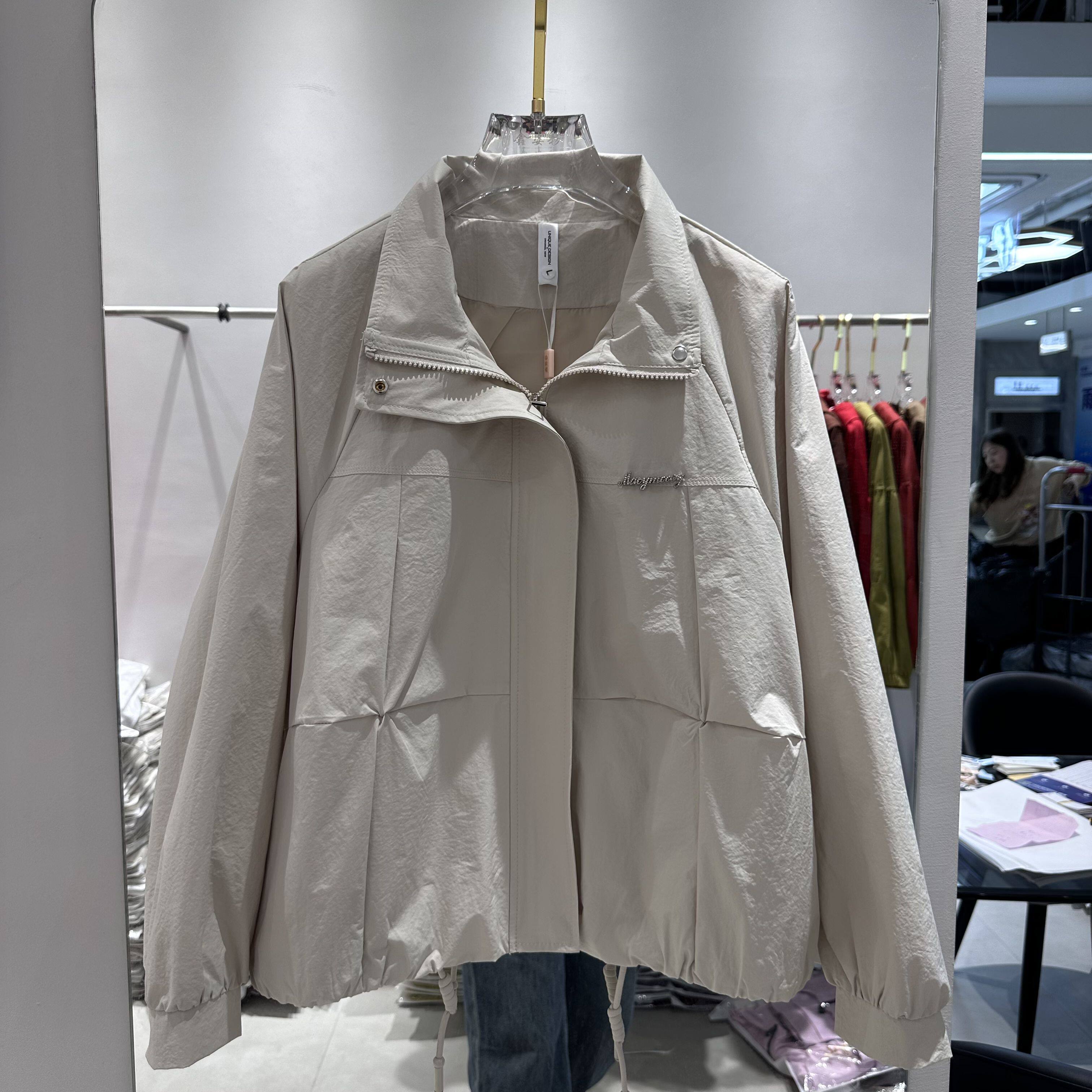 鑫姿彩2508专柜正品新款春季女装翻领纯色宽松休闲短款夹克衫外套