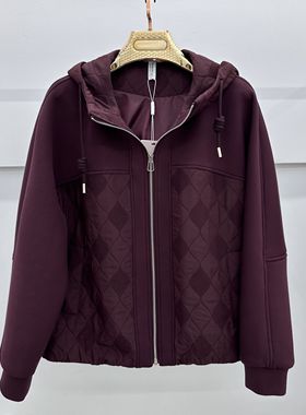 5805A专柜正品新款秋冬季女装时尚连帽大码妈妈装夹克衫短外套女