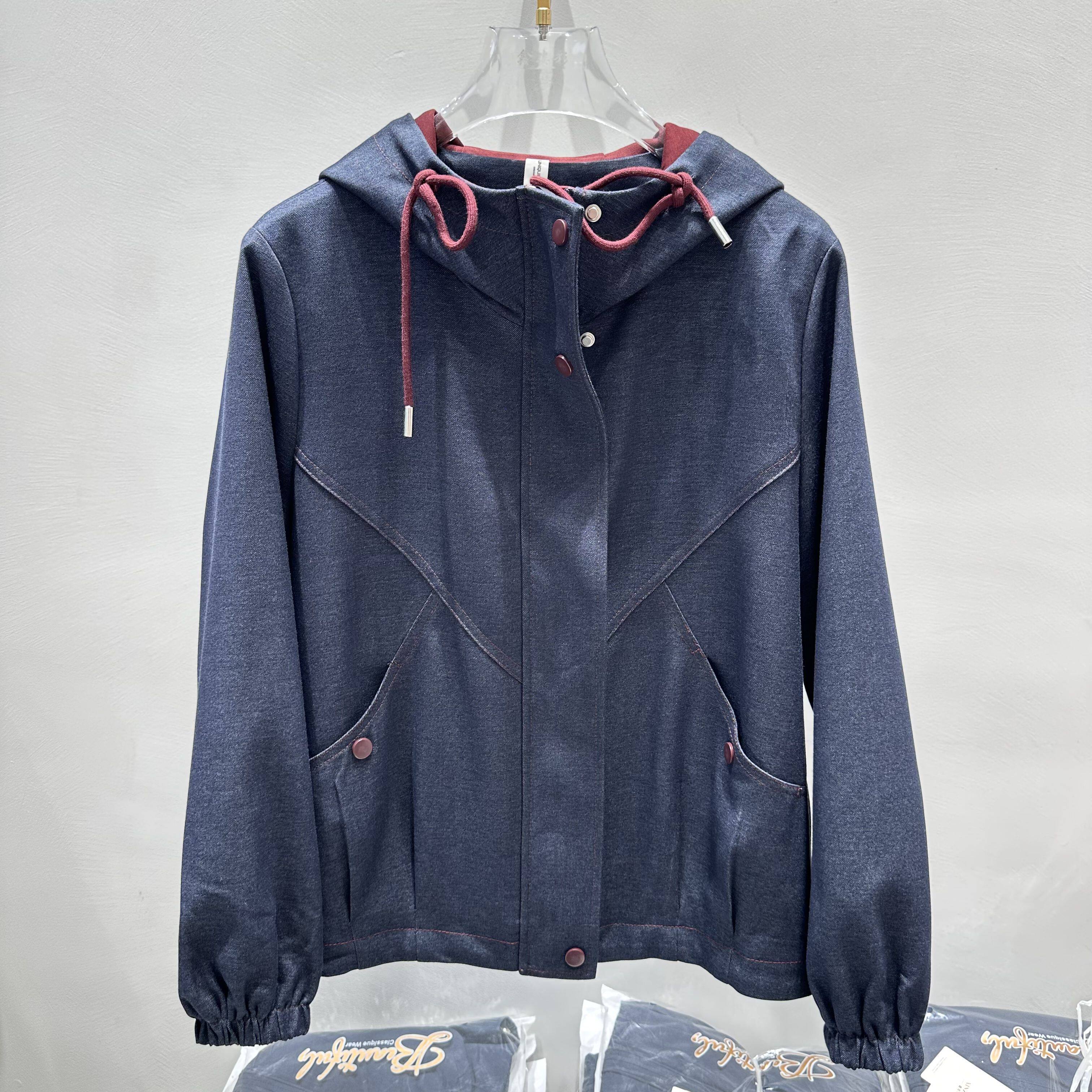 鑫姿彩09专柜正品新款秋季女装连帽宽松休闲遮肚显瘦牛仔棉短外套