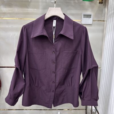 丽诗信LSX-CT2606专柜正品新款春季女装时尚翻领纯色打底衬衫上衣