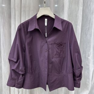 女装 春季 新款 翻领纯色宽松休闲衬衫 上衣妈妈装 时尚 A22专柜正品