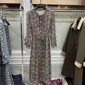 2309专柜正品 新款 春装 艾尔欧俪B 雪纺花色长袖 中长过膝连衣裙女AA