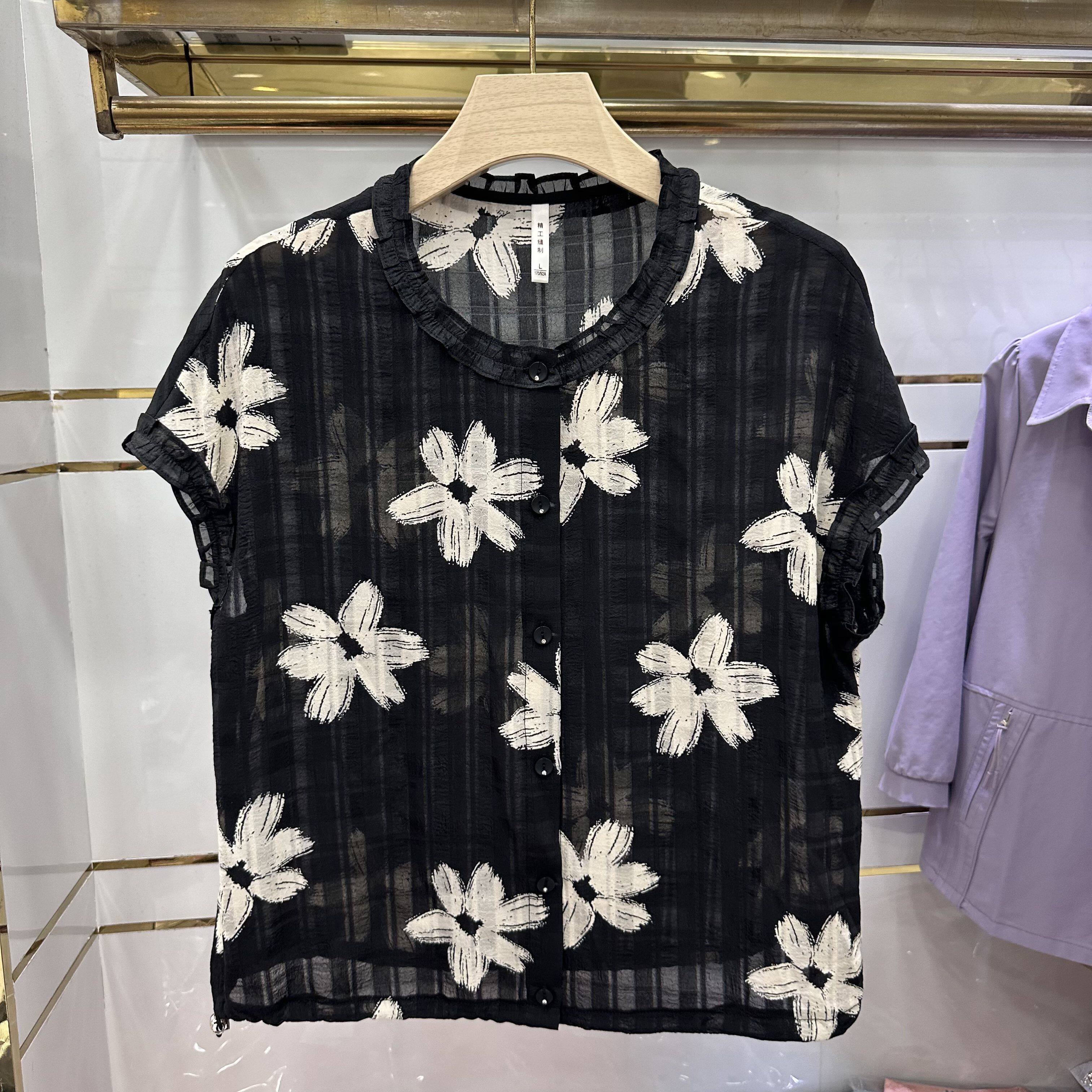 金泰妮JTN99A35专柜正品新款夏季女装时尚短袖大码妈妈装雪纺衫35