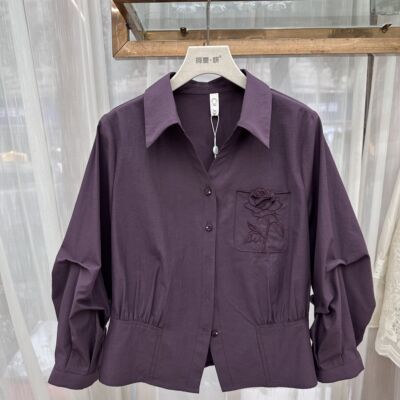 26A-12专柜正品i新款春季女装时尚翻领纯色妈妈装打底衬衫上衣12