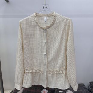 春季 女装 打底衬衫 12专柜正品 上衣女12 妈妈装 新款 格子大码 26A 时尚