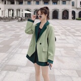 档口现货数据好两色撞色假两件西装266-6692，女装西装，浙宝266
