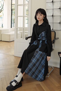 大货已出 2024新款不规则格子撞色小心机连衣裙266-2262-P115K168图片