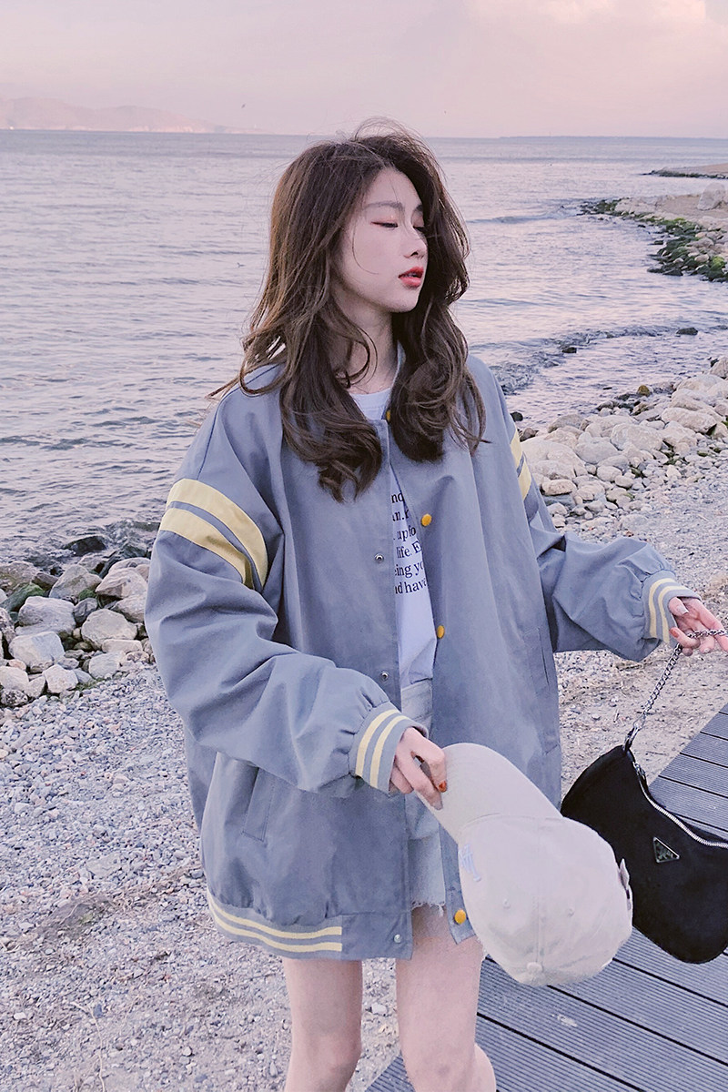 档口现货2021新款两色撞色棒球服266-6609-P110K168,女装短外套,浙宝266