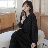 档口现货两色撞色包边碎花植绒连衣裙266-2225，女装连衣裙，浙宝266