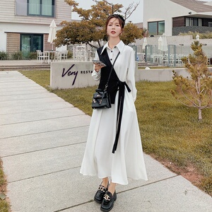 档口现货 撞色假两件连衣裙 西装面料 品质好 266-6686-P115K168,女装连衣裙,浙宝266