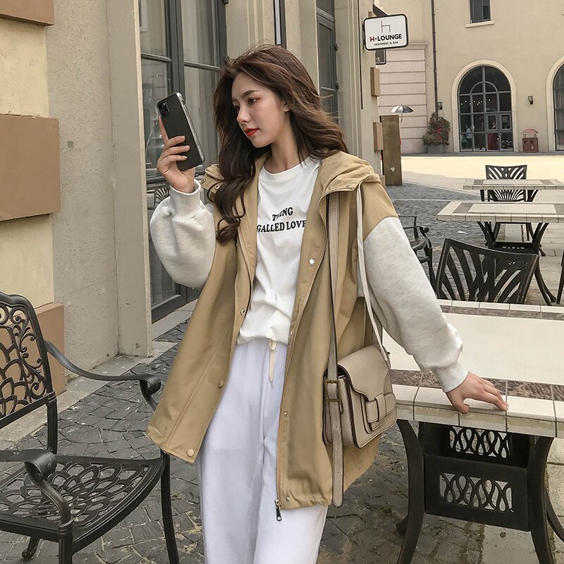 持续上新不断货主推两色撞色拼接连帽短外套266-2203-P100K158,女装短外套,浙宝266
