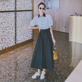 档口现货后背小心机条纹撞色假两件连衣裙266-6652-P100K158，女装连衣裙，浙宝266