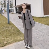 现货2021特色后背高开叉纽扣西装阔腿裤套装266-6699-P155K218，女装套装/套裙，浙宝266