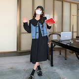 大货已出新款娃娃领连衣裙牛仔马甲两件套266-2311-P135K188，女装连衣裙，浙宝266