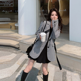 档口现货撞色飘带设计感千鸟格西装266-2271，女装西装，浙宝266