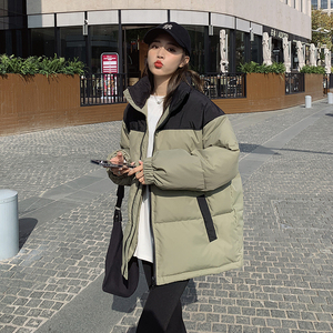大货已出 高性价比黑绿撞色拼接羽绒服90绒266-6008图片