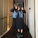 大货已出新款娃娃领连衣裙牛仔马甲两件套266-2311-P135K188，女装连衣裙，浙宝266