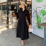 气质高级感穿搭马甲配黑色衬衫连衣裙女春秋2025新款轻熟长裙套装，女装连衣裙，浙宝266
