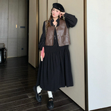 已出货2024新款连衣裙PU皮马甲两件套266-2406-P145K208，女装连衣裙，浙宝266