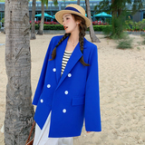 档口现货克莱因蓝双排扣西装266-2228，女装西装，浙宝266