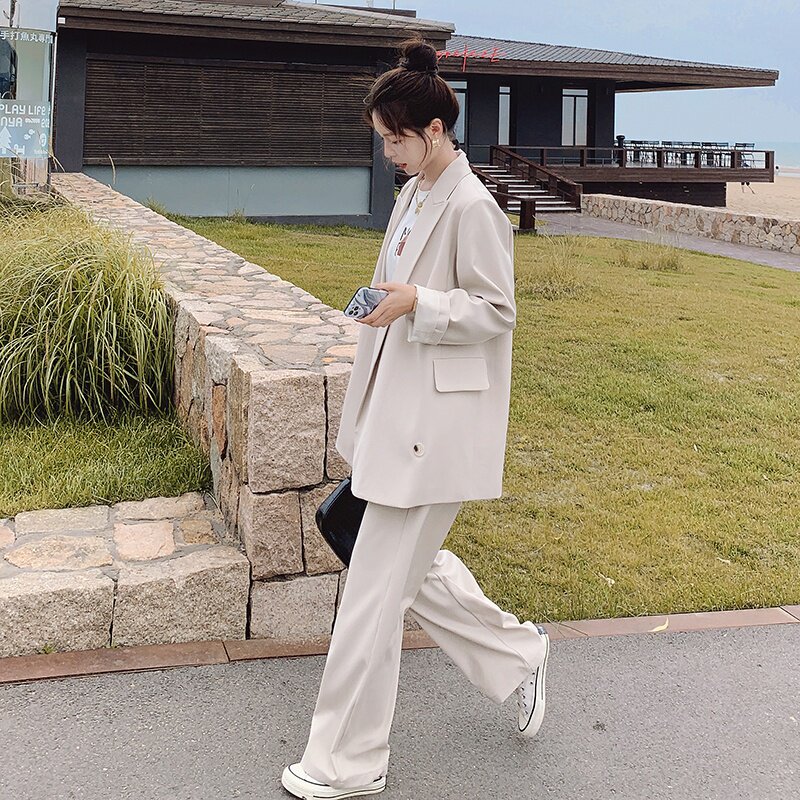 大货已出2023新款米白色西装阔腿裤套装266-6697-P155K218,女装套装/套裙,浙宝266