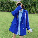 档口现货克莱因蓝双排扣西装266-2228，女装西装，浙宝266