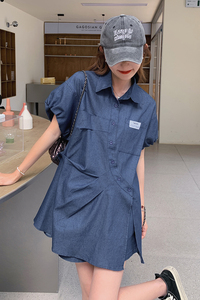 又a又飒穿搭薄牛仔套装女夏2025新款设计感衬衫配阔腿短裤两件套图片