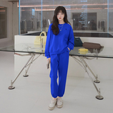 档口现货克莱因蓝两色笑脸刺绣卫衣套装266-2215，女装运动套装，浙宝266