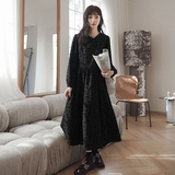 春日赏花穿搭露腰碎花连衣裙女2025夏绝美超好看独特漂亮掐腰长裙，女装连衣裙，浙宝266