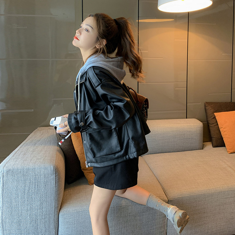 大货已出新款假两件拼接pu皮外套266-2278-P135K188,女装短外套,浙宝266