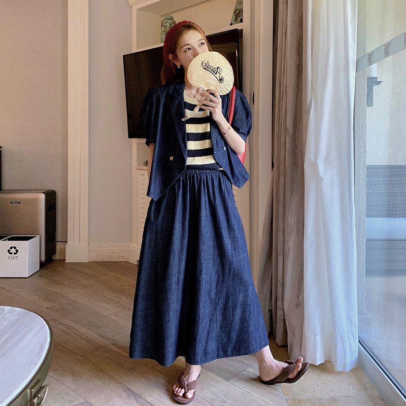新款牛仔上衣半裙两件套266-3318-P135K198,女装套装/套裙,浙宝266
