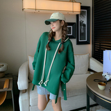 档口现货主推数据好下摆开叉双抽绳空气层卫衣266-2275，女装卫衣/绒衫，浙宝266