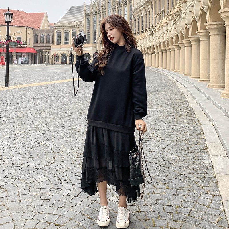 新款不断持续上新超好穿卫衣拼接假两件连衣裙266-2102-P85K138，女装连衣裙，浙宝266