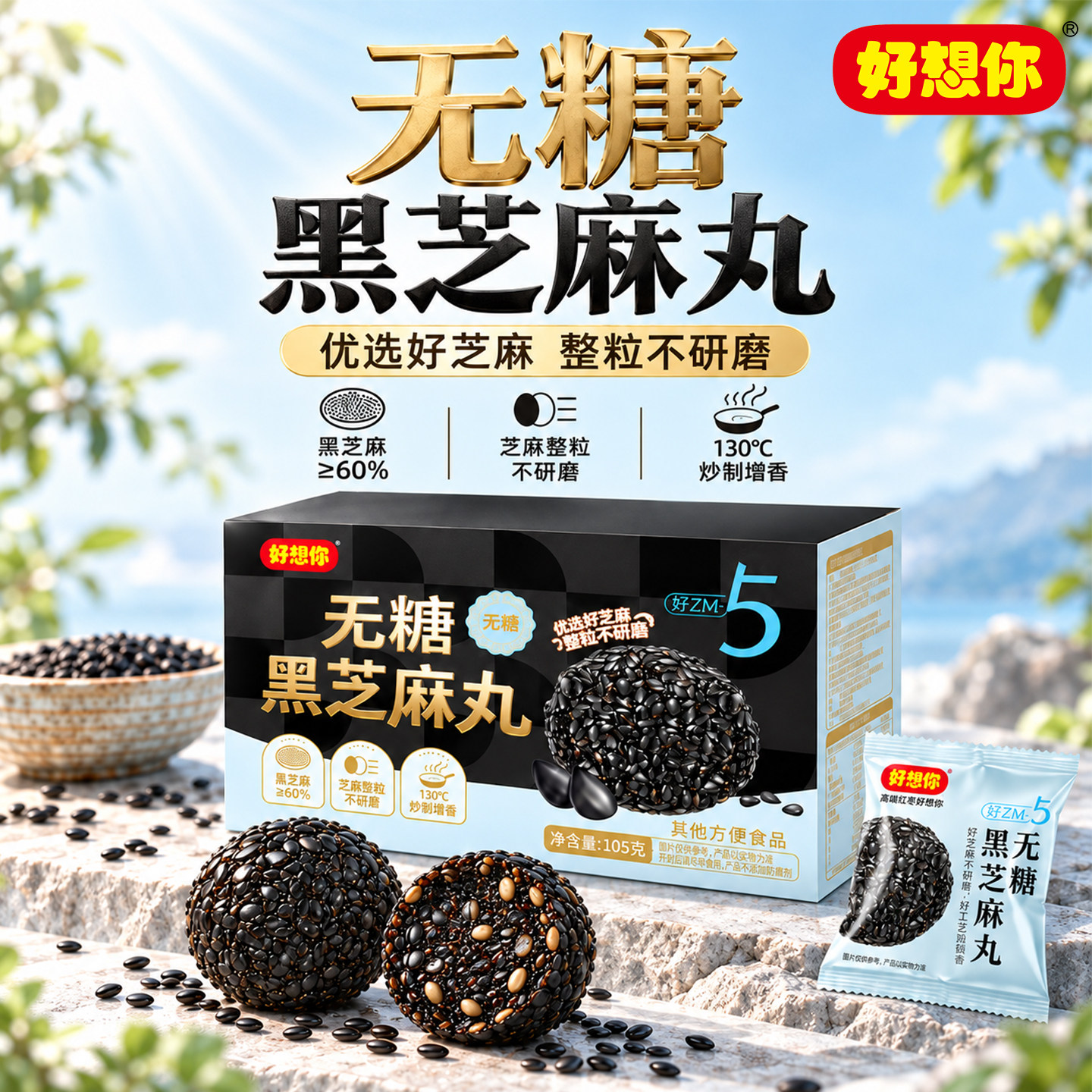好想你无糖黑芝麻丸五黑养生丸孕妇健康零食