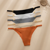 欧美精致环扣细带低腰半包臀丁字内裤 女棉裆 女性感无痕瑜伽薇t裤