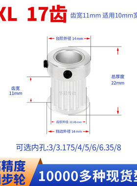 同步轮MXL17齿宽11内孔4/5/6/6.35/8HATP17MXL37现货皮带同步带轮