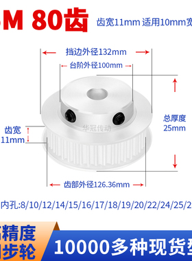 同步轮S5M80齿宽11内孔5 6 8 10 12 14 15 19 20现货皮带同步带轮