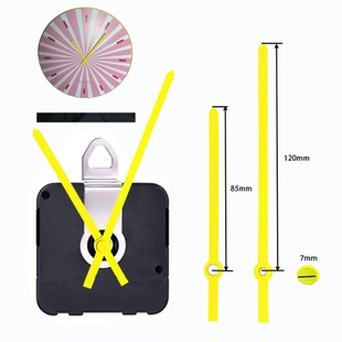 HR1688静音机芯diy装饰画挂钟配件黄色金属指针扫秒石英钟钟芯