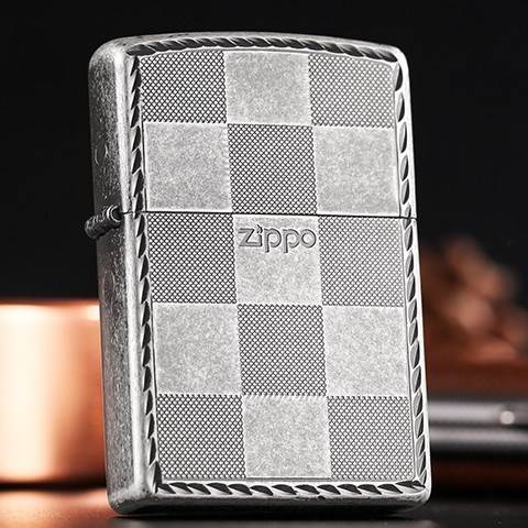 zippo打火機黑冰格子正品方格旗艦店正版原裝刻字限量男士送禮油