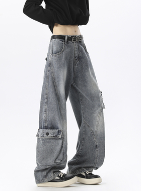 A440-K552-特P60 水洗大口袋 弯刀牛仔裤