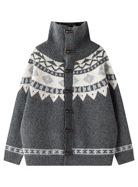 A440-M237-特P78 费尔岛牛角扣 毛衣外套