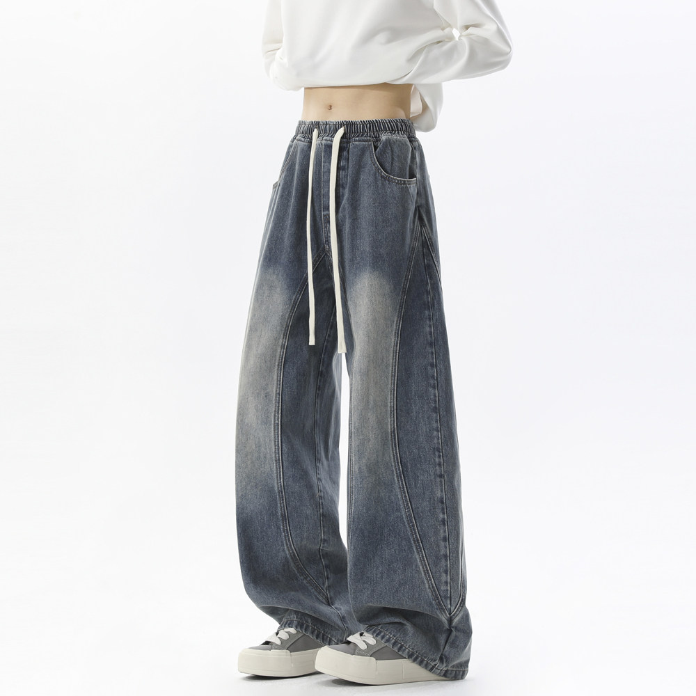 A440-K267-P45水洗斜切设计牛仔裤，男装牛仔裤，电商A440