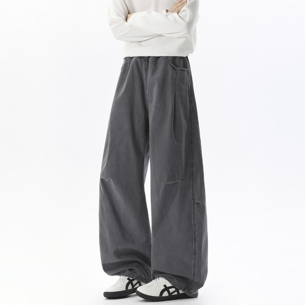 A440-K262-P49纯棉水洗复古褶皱阔腿牛仔裤，男装牛仔裤，电商A440