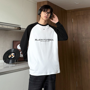 印花长袖 A440 德绒拼接撞色打底衫 P28 T恤 DR0608