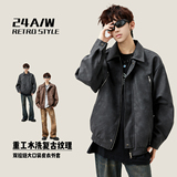 A440-JK0806-P88复古做旧拉链口袋皮衣夹克外套，男装夹克，电商A440