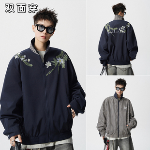 A440 春秋重工大花卉刺繡兩面穿夾克外套 P68 JK3838