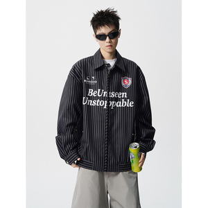 A440-WK01-P65 条纹字母印花夹克外套图片