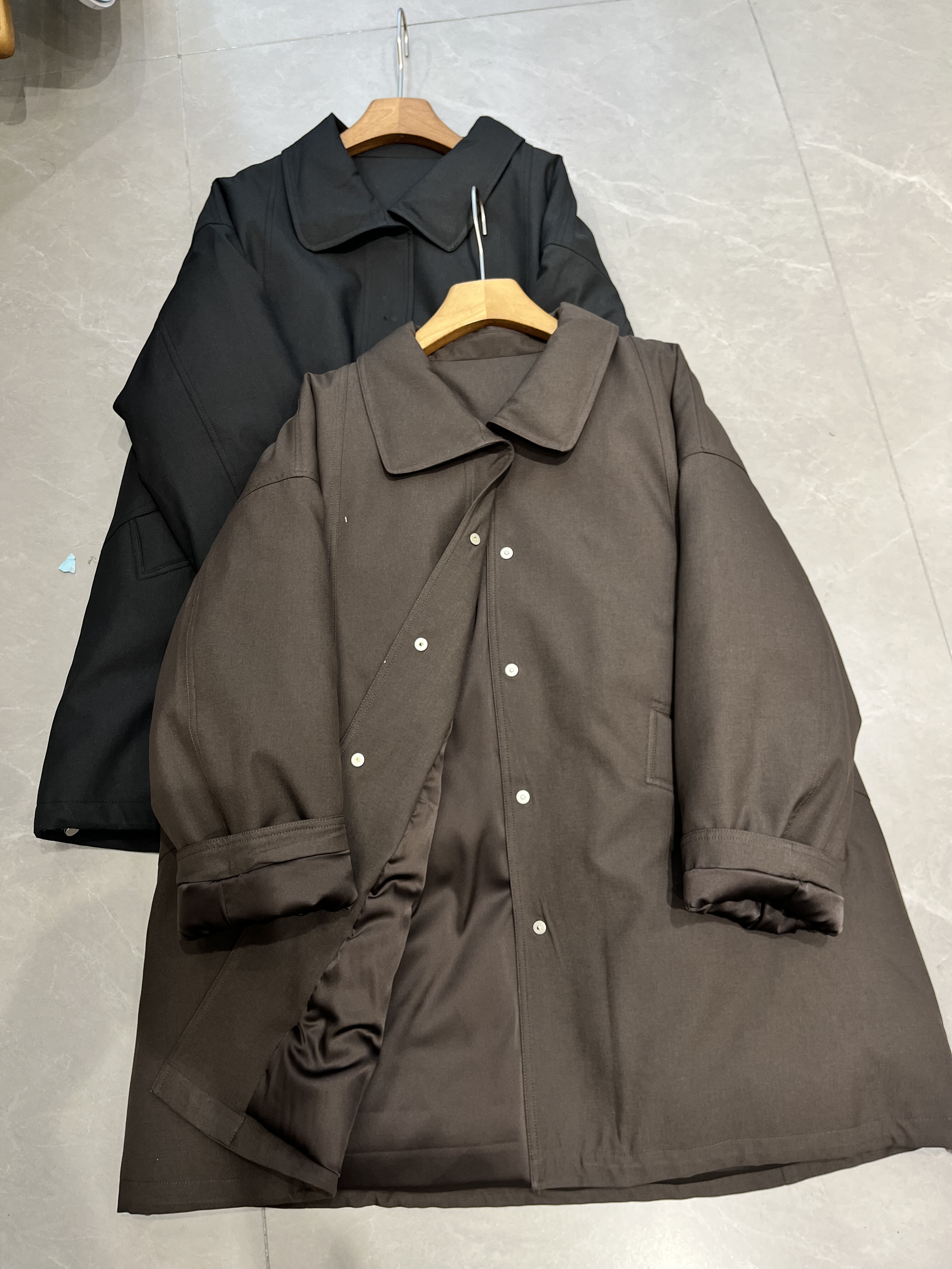 欧货2025新款冬季中空纱真丝翻领90白鹅绒羽绒服女中长款加厚外套